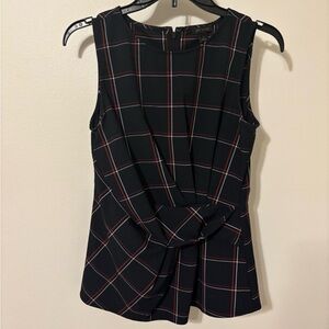 Ann Taylor Blue Sleeveless Tie Front Blouse
